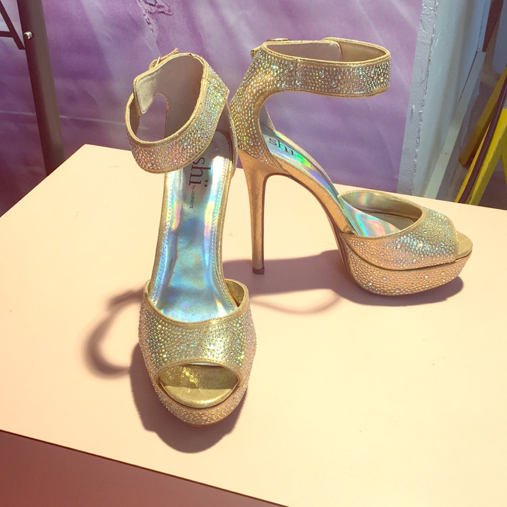 Shii by Journey’s Rhinestone Gold Heels